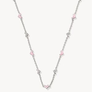 NWT Kendra Scott Haven Silver Strand Necklace in Pink Enamel